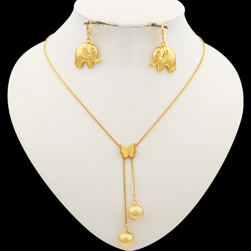 Cute Earrings Necklace Jewelry Set for Women Hook Earrings and Pendant Necklace Butterfly Sweet Jewelry Set Party Bridal Gifts