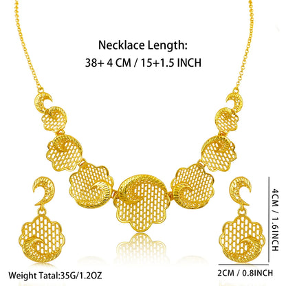 New Fashion Brazilian 24K Gold Color Jewelry Sets Wedding Dubai Necklace Earrings For Women Nigerian Indian Bridal Party Gifts