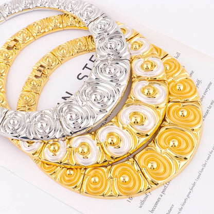 2025 Fashion Tone Bold Classic Jewelry Set for Women – Big Necklace, Earrings, Ring & Bracelet, Daily Party Wear, Fine