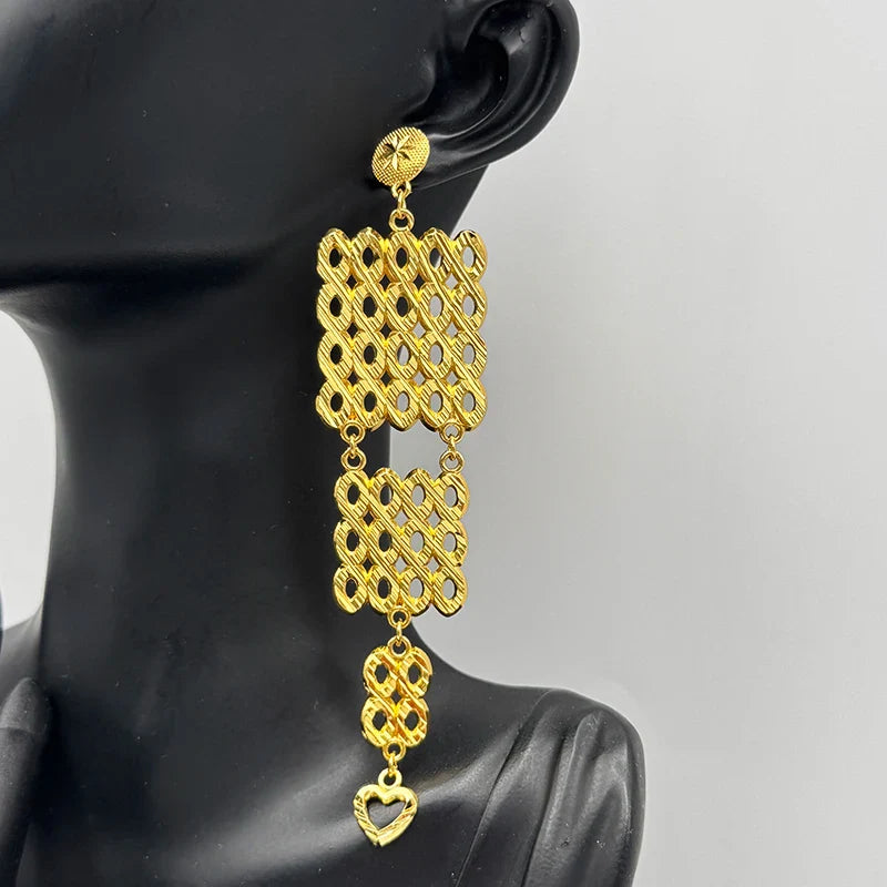 Yueming grid design earrings african luxury women african unique design for anniversary gift wedding