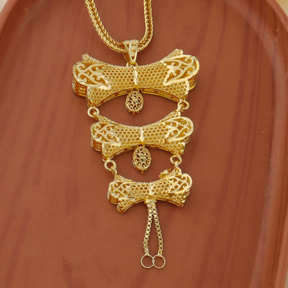 Dubai Gold Color Jewelry Set For Woman Bridal Nigerian African 24K Gold Color Necklace Earrings Jewellery Set Party Gift