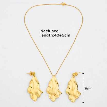 Gold Color Jewelry Set New Design Luxury Necklace Earrings for Women Fashion Chain Pendant Lady 2Pcs Jewelry Party Wedding Gift