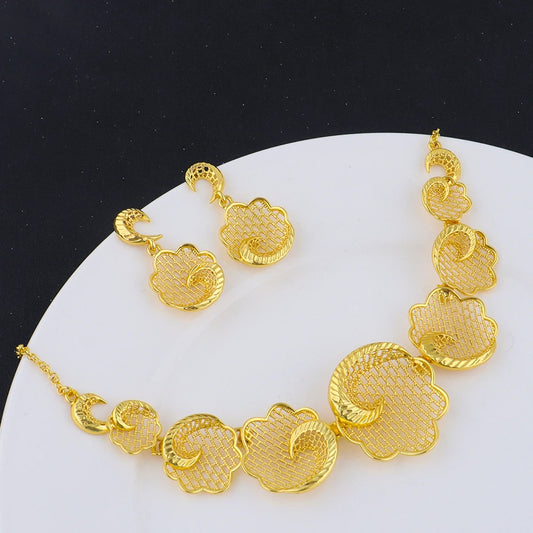 New Fashion Brazilian 24K Gold Color Jewelry Sets Wedding Dubai Necklace Earrings For Women Nigerian Indian Bridal Party Gifts