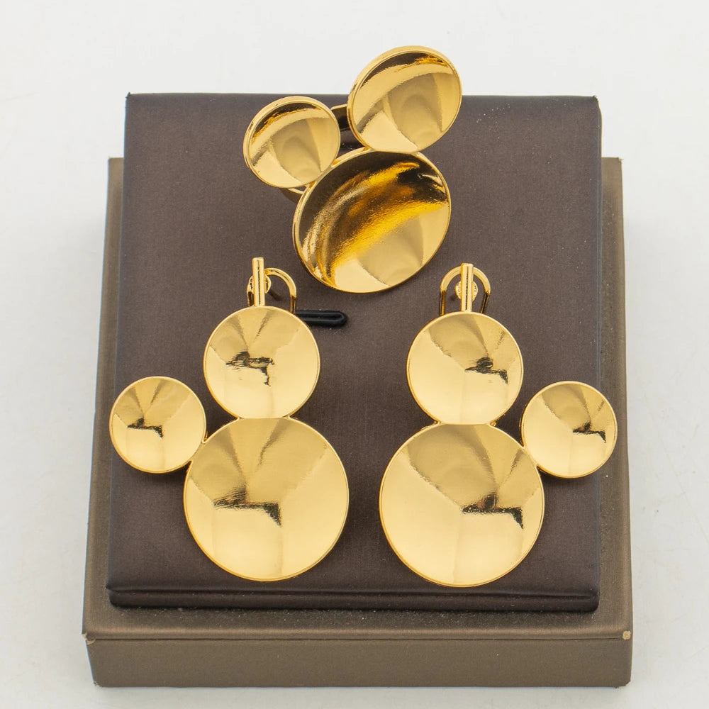 Earrings with Ring Jewelry Set for Party African Women Clip Earrings Cocktail Ring Set for Nigerian Daily Wear Ear Accessories