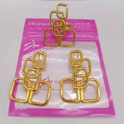 2pcs jewelry set bohemia Gold Color earrings ring Set for Women weddings earrings ring anniversar Jewelry