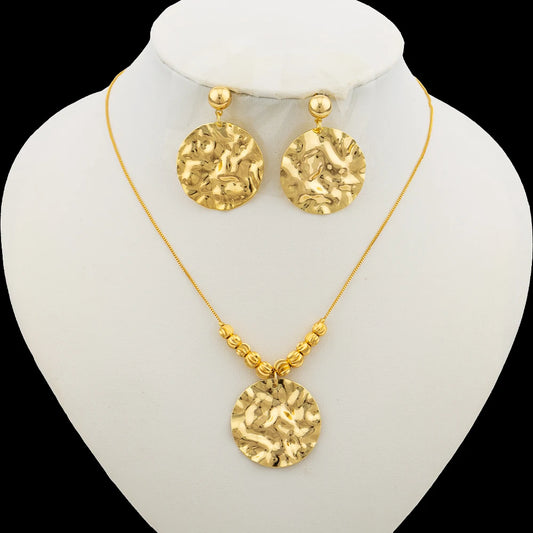 Necklace and Earrings Jewelry Set for Women Gold Color Pendant and Beads Necklace African Gift Italian Party Jewelry Accessories