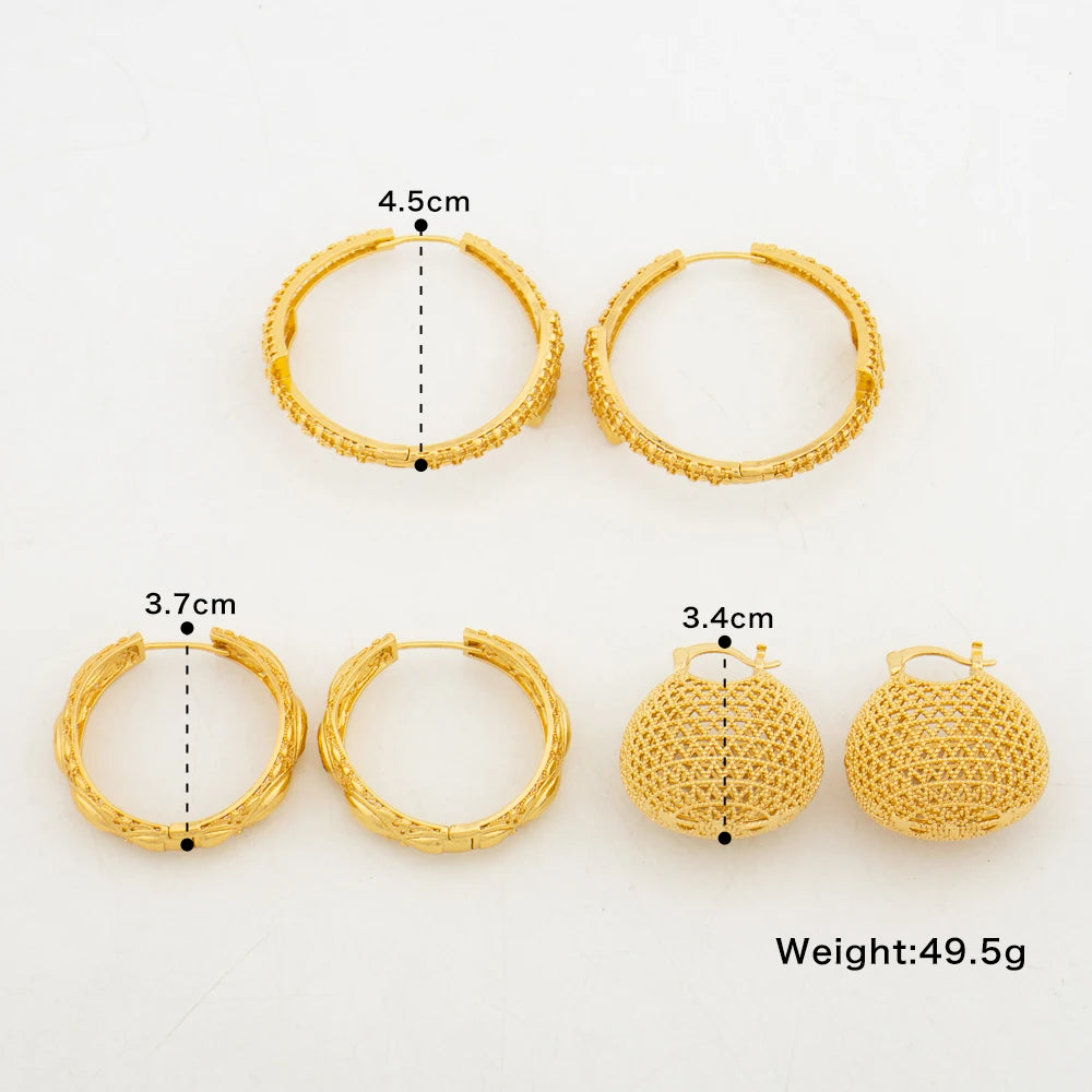 Trend 18k Gold Color Bangle and Earrings Jewelry Set for Women African Weddings Hoop Earrings Bracelet Jewelry Accessories Gifts