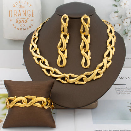 Color Stainless Steel Jewelry Set for Women: Minimalist Choker Chain Necklace, Drop Earrings & Bracelet, Punk Gift, Ele