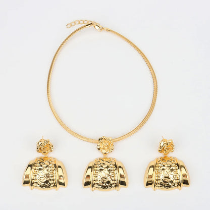 African Women Jewelry Set Pendant Necklace Earrings Weddings Design Bracelet Ring Jewellery Party Bridal Dubai Accessory Gift