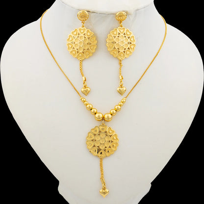 Necklace and Earrings Jewelry Set for Women Gold Color Pendant and Beads Necklace African Gift Italian Party Jewelry Accessories