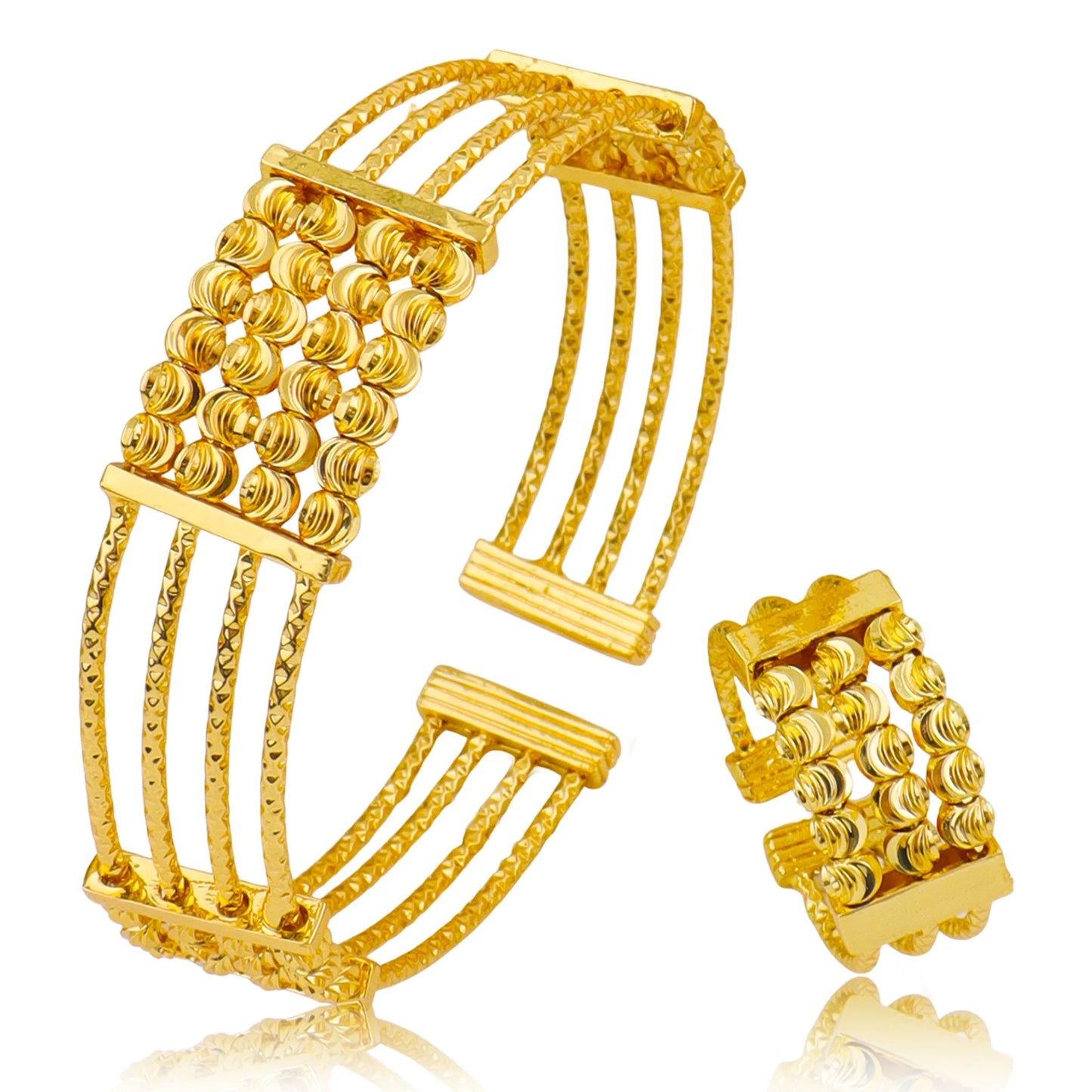 Classic jewelry bangle ring for woman Weddings 18K Gold Color Multi Layer Beads Arabic Indian Women Charm Luxury Bangles Gifts