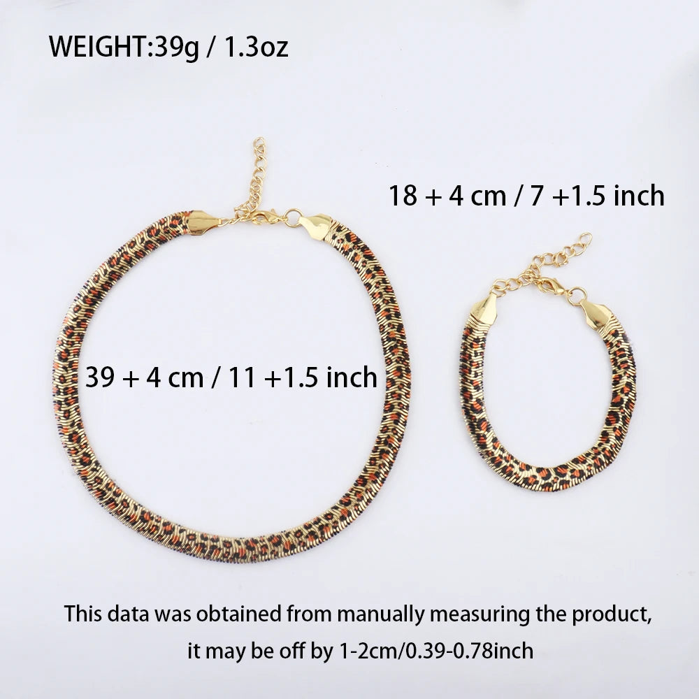 High Quality Stainless Steel Necklace Bracelet Dubai Fashion Exaggerated Snake Print Gold Plated Jewelry Set Gift Party Ball Set