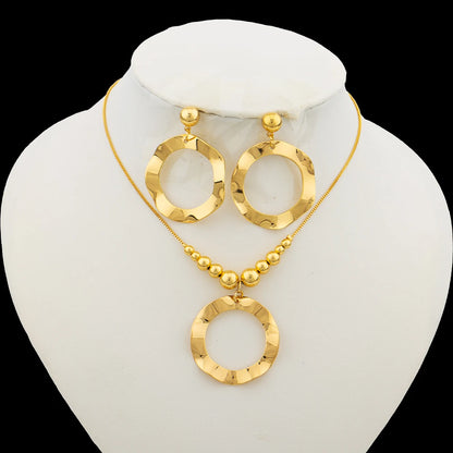 Necklace and Earrings Jewelry Set for Women Gold Color Pendant and Beads Necklace African Gift Italian Party Jewelry Accessories