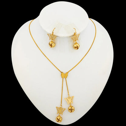 Cute Earrings Necklace Jewelry Set for Women Hook Earrings and Pendant Necklace Butterfly Sweet Jewelry Set Party Bridal Gifts