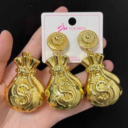 2022 African Jewelry Set Irregular Design Hoop Earrings and Pendant 2PCS Set for Weddings Bridal Necklace Earrings Accessory