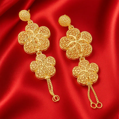 Brazilian 24K Gold Color Jewelry Sets Dubai Luxury Necklace Earrings For Nigerian Indian Bridal Set Party Gifts Accessories