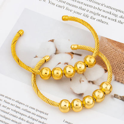 Fashion Jewelry Set for Women Gold Color Knot Design Cuff Bangle New Design Beads Bracelet Weddings Bridal Jewelry Accessories