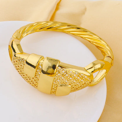 Dubai Gold Color Arab bracelets Rings 18K gold plated fashion unique design jewelry For Women Wedding Jewelry Gift