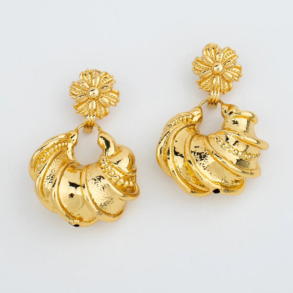 African Gold Plated Jewelry Set Unusual Pendant Necklace and Earrings Bridal Accessories Women Brazilian Party Bracelet Jewelry