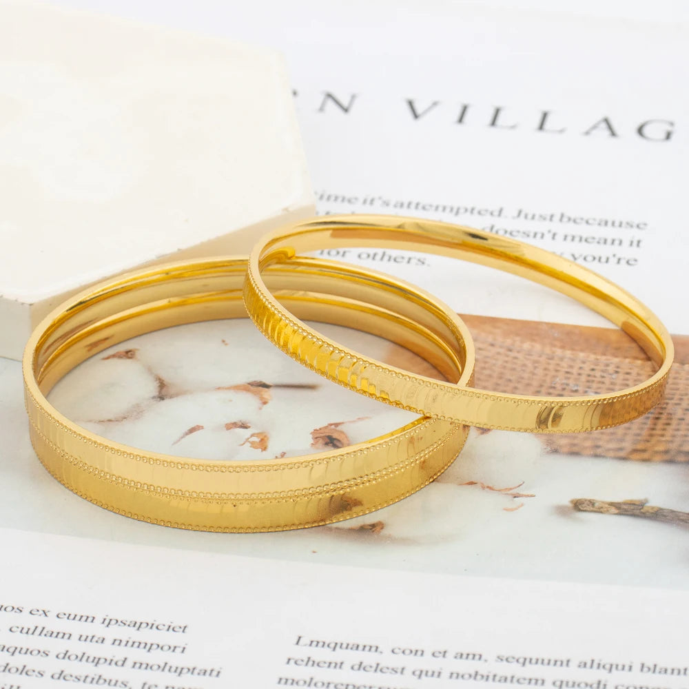 3pcs/lot Bangle Set Elegant Weddings Hand Bracelet African 18k Gold Color Bangles for Women Dubai Copper Closed Bracelet Gifts