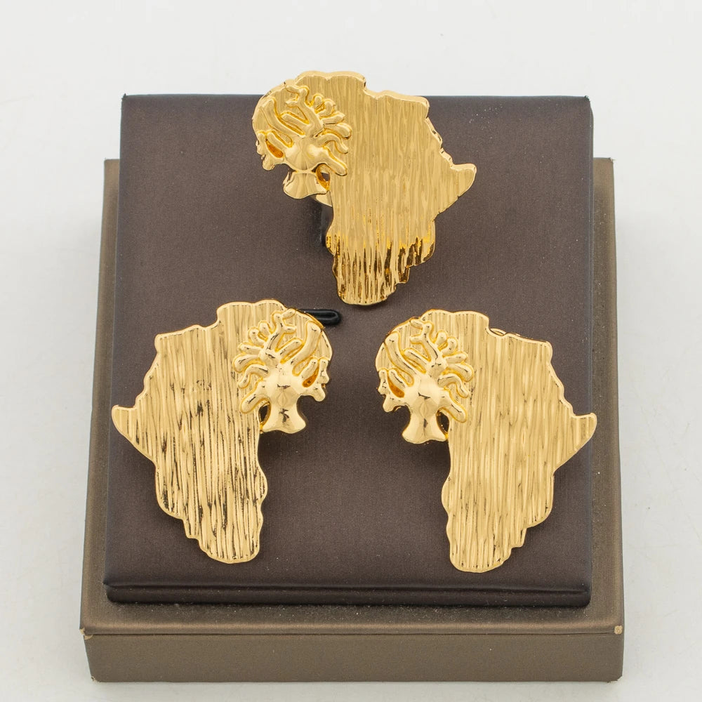 Earrings with Ring Jewelry Set for Party African Women Clip Earrings Cocktail Ring Set for Nigerian Daily Wear Ear Accessories