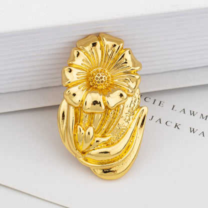 Gold Plated Bangle and Ring Set Fashion Romantic Rose Design Hollow Bracelet 18k Gold Color Jewelry Accessorie for Weddings