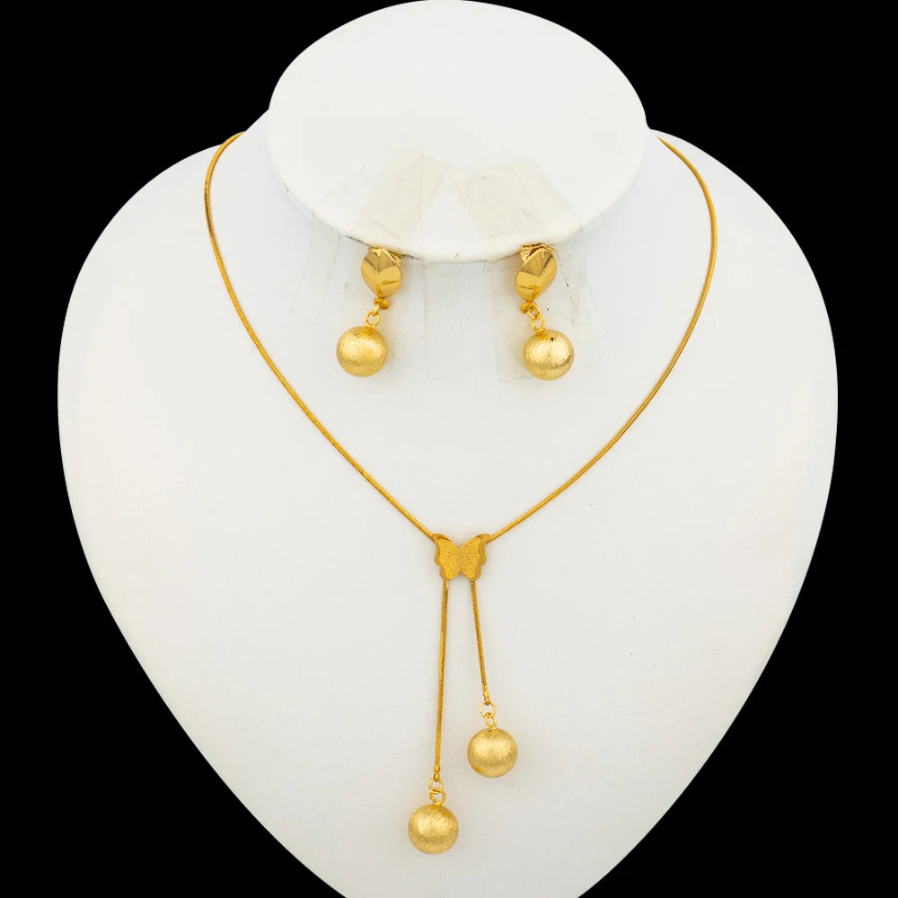 Cute Earrings Necklace Jewelry Set for Women Hook Earrings and Pendant Necklace Butterfly Sweet Jewelry Set Party Bridal Gifts