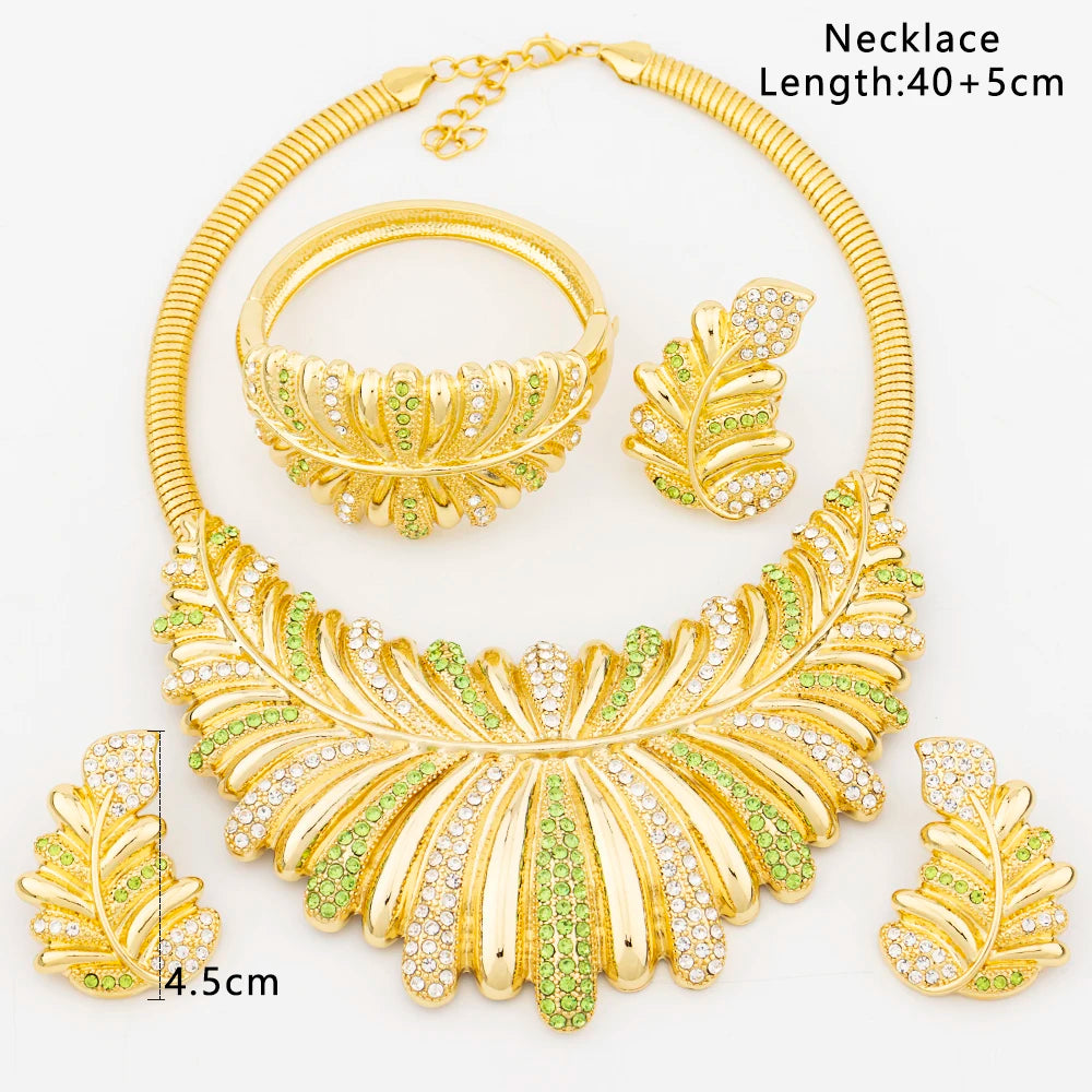 Large Jewelry Set for Women Charm Design Fashion Zircon Necklace Luxury Ring Bracelet Earrings Accessories Daily Party Wife Gift