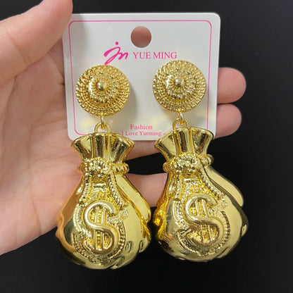 2022 African Jewelry Set Irregular Design Hoop Earrings and Pendant 2PCS Set for Weddings Bridal Necklace Earrings Accessory