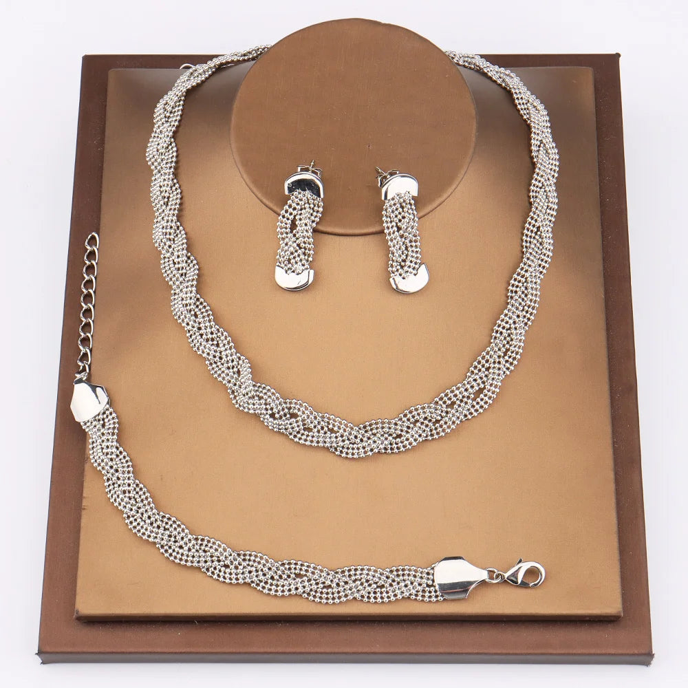 YM Gilding Hollow Earrings Necklace Set Fashion Women Dubai Africa Luxury Punk Jewellery Valentine's Day Gift Choker Necklace