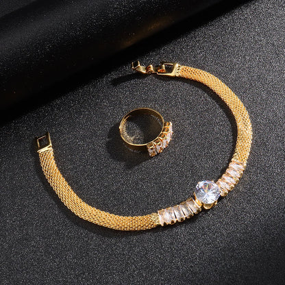 Jewelry For Women 2024 Brilliant Cubic Zircon Necklace Earrings Ring and Bracelet Wedding Bridal Jewelry Sets Dress Accessories