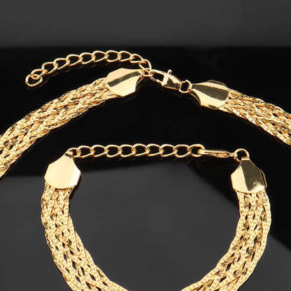 YM Gilding Hollow Earrings Necklace Set Fashion Women Dubai Africa Luxury Punk Jewellery Valentine's Day Gift Choker Necklace