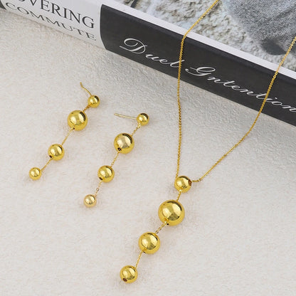 18K Glod Plated Stainless Steel Beads Earrings Necklaces for DIY Fashion Jewelry for Girls Rolo Chain Fashion Beaded Jewelry