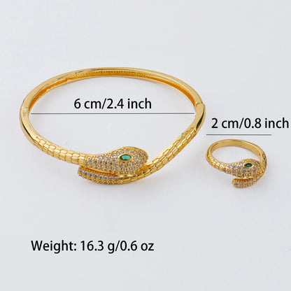 Handmade Golden Zircon Flower Bracelet with Sparkling Crystal Openwork Design Jewelry Set for Women Elegant Bangle Earring Acces
