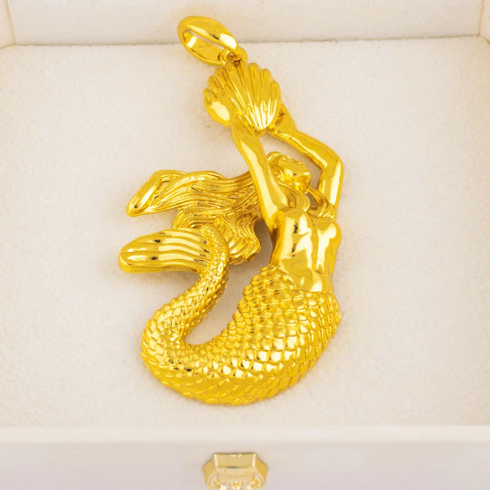 Fashion Mermaid Key Pendant for Women Necklaces Copper Gold Plated Jewelry Accessories Making Component Wholesale