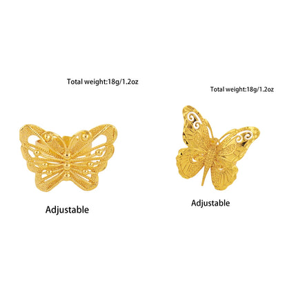 Ethiopia Arab Dubai Gold Plated Butterfly Rings Women Rings Dubai Ethiopia Luxury Big Ring Suitable For Wedding And Party Gifts