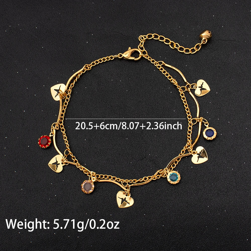 women foot jewelry Stainless Steel Luxury Shiny Zircon Anklets Bracelet 18K Plated Waterproof Statement Jewelry Gift New