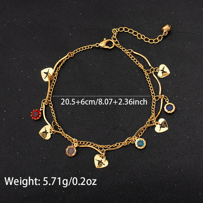 women foot jewelry Stainless Steel Luxury Shiny Zircon Anklets Bracelet 18K Plated Waterproof Statement Jewelry Gift New