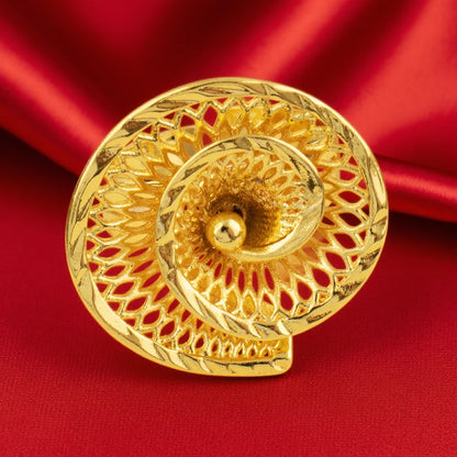 24K Yellow Gold Color  Flower Pendant Necklace Ring Earrings 3pcs Jewelry Set Middle Eastern Luxury Flower Copper Jewelry