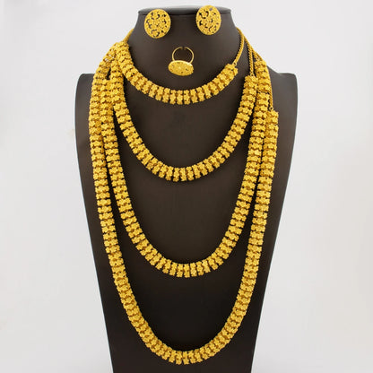 dubai 24k gold jewelry luxury jewelry necklaces Earrings Ring woman jewelry african bridal  Wedding Party Jewelry accessories