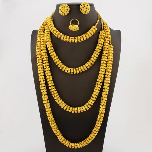 dubai 24k gold jewelry luxury jewelry necklaces Earrings Ring woman jewelry african bridal  Wedding Party Jewelry accessories