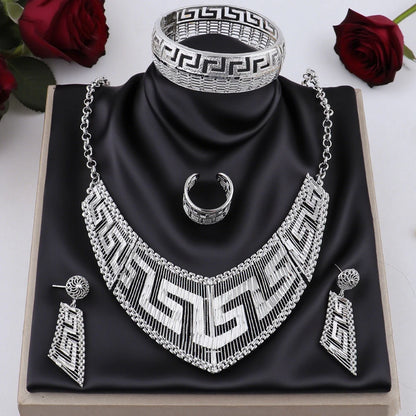 YM Jewelry Gold Plated Earrings Necklace Bangle Ring Sets For Women Luxury Dubai Color Jewelry Sets for Banquet Wedding Gift