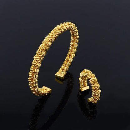 Dubai 18K Gold Plated Necklace Bracelet Ring Earrings Set for Women Charms Jewelry Set for Women Elegant Gift for Party Wedding