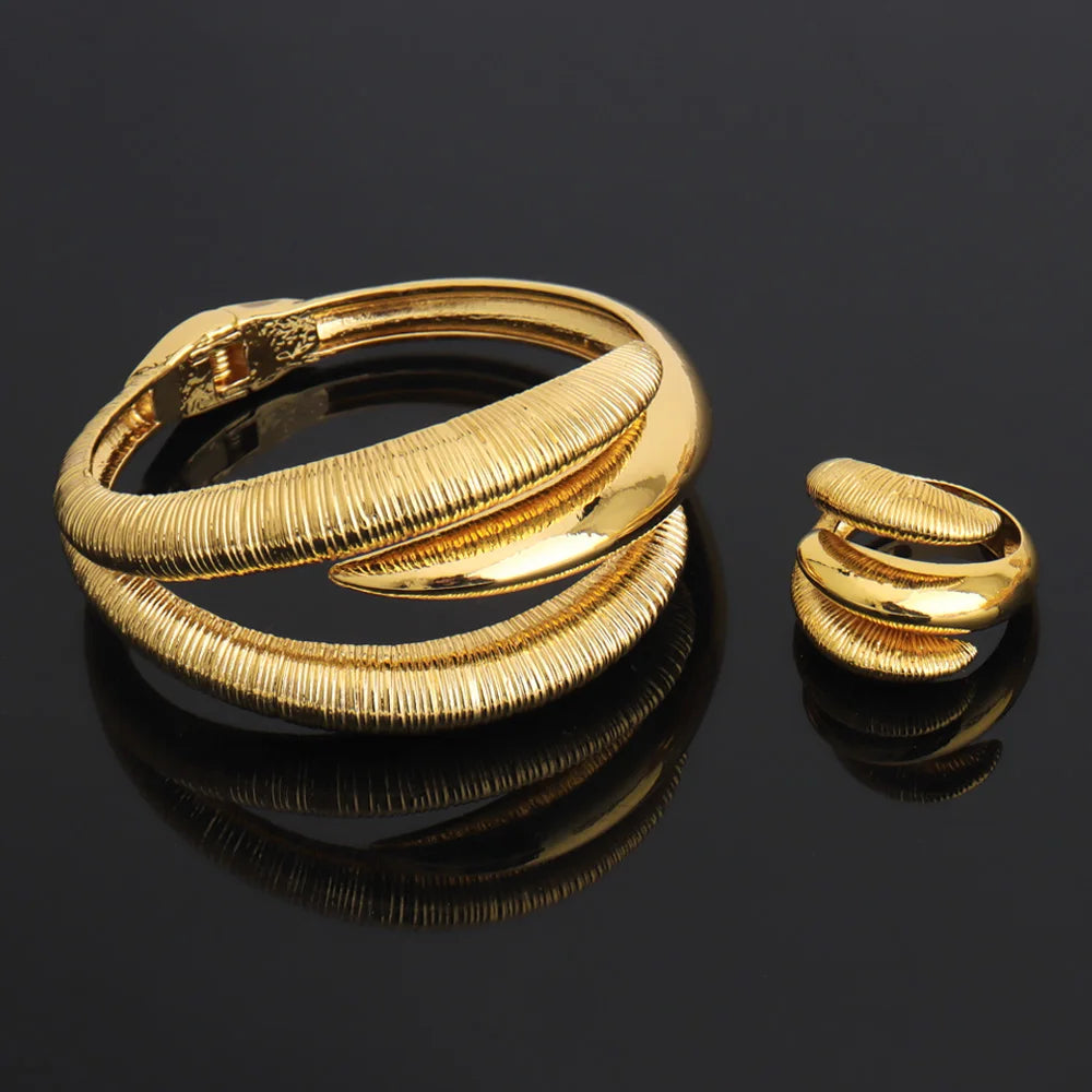 Colorful Nigerian Bangle And Ring Set Ethiopian Jewelry Gift for Women Chic Daily Accessory for Easter