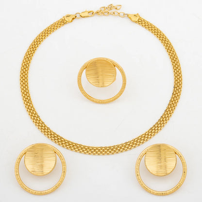 Fashion Earrings and Ring Jewelry Set for Women 18k Gold Color Clip Earrings Finger Ring Set for Engagement Party Accessories