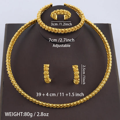 Luxury  Plated Necklace Bracelet Ring Earrings Set for Women Charms Elegant Jewelry Gift for Party Wedding Banquet