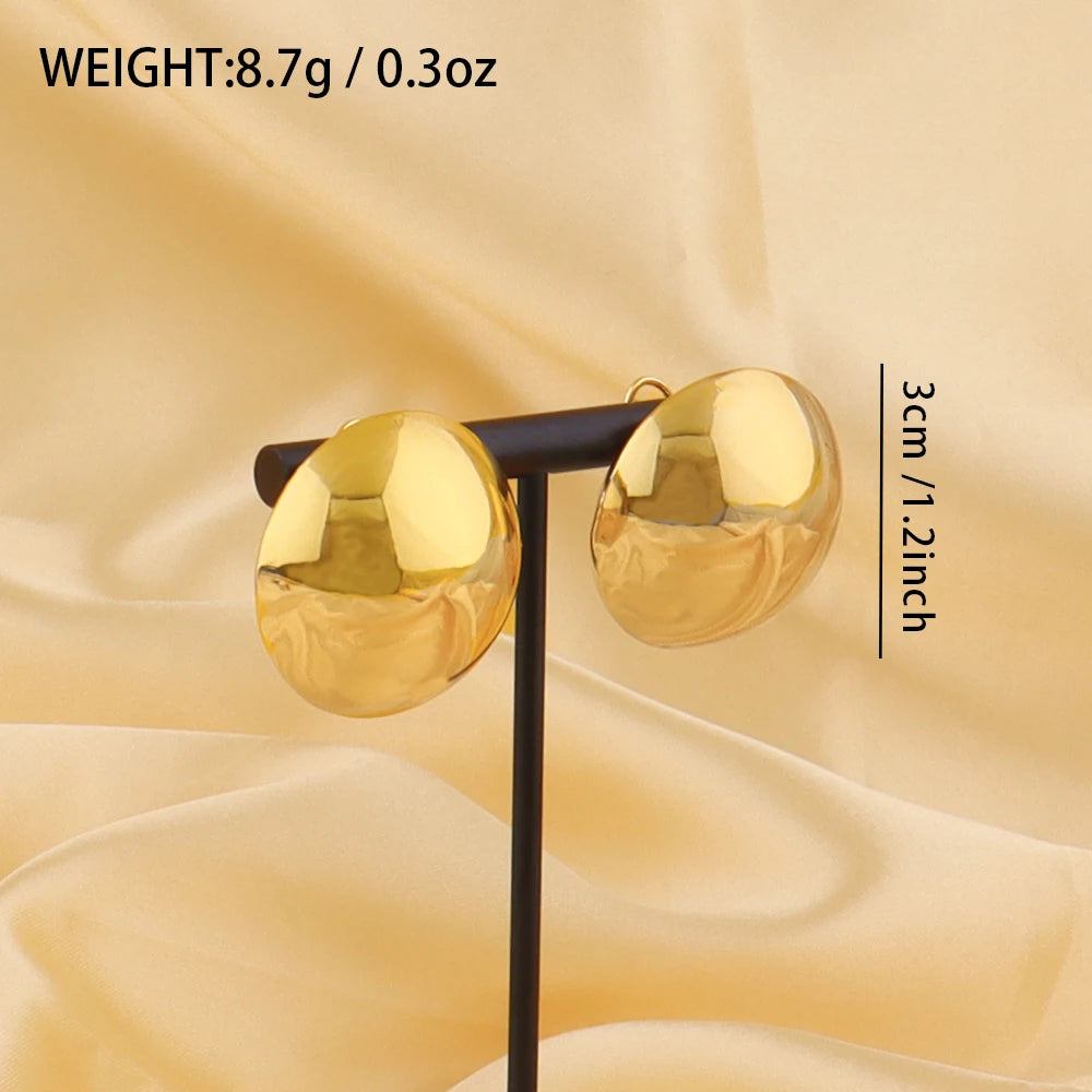 316L Stainless Steel Retro Exaggerated Geometric Round Design Earrings For Women European American Style Large Earrings Jewelry
