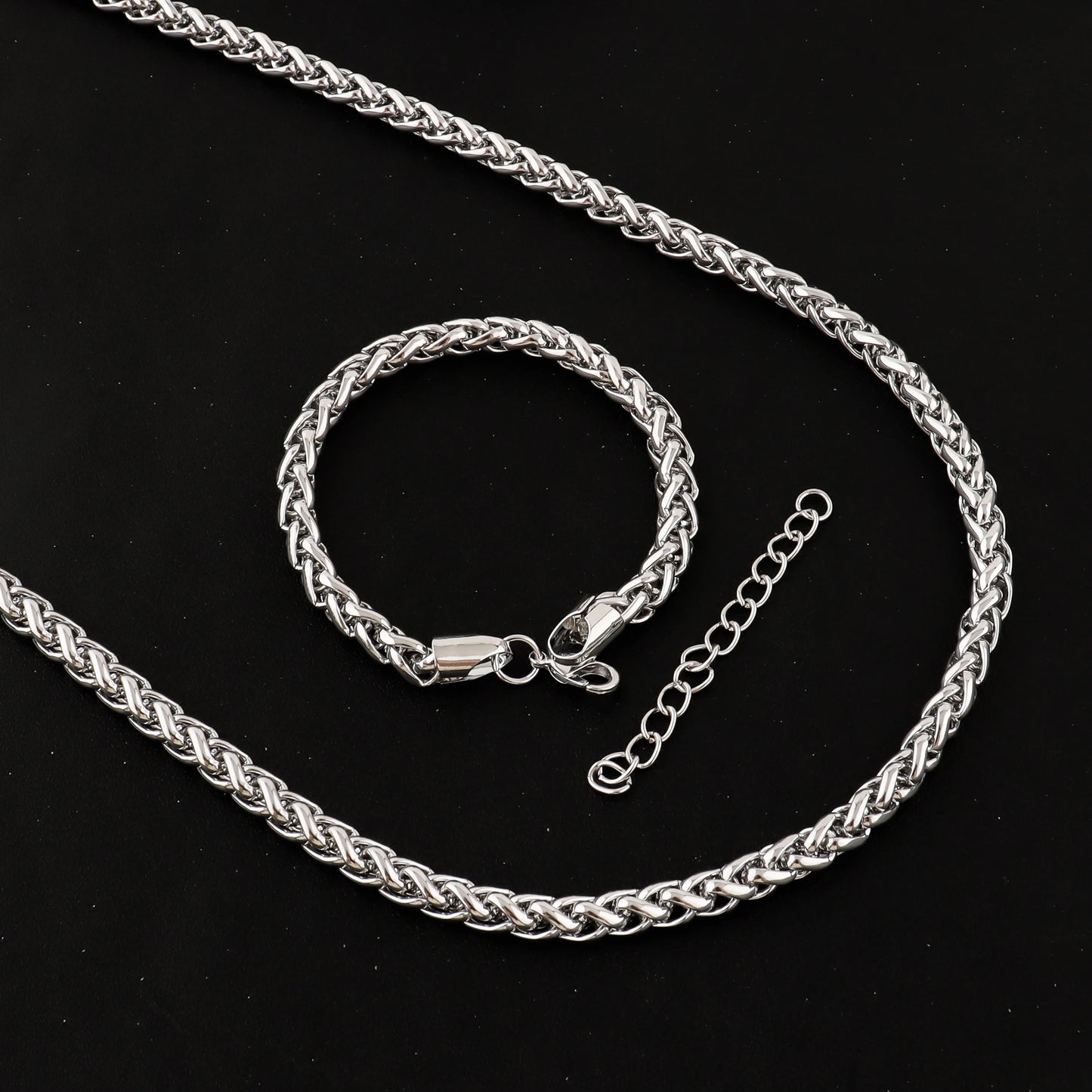 Classic Cuban Chain Set Necklace and Bracelet 2Pieces Set for Men and Women Suitable for Any Occasion