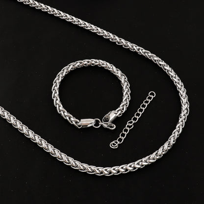 Classic Cuban Chain Set Necklace and Bracelet 2Pieces Set for Men and Women Suitable for Any Occasion