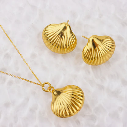 Ocean Series Gold Color Shell Earrings Necklaces For Women Girls Fashion Pendant Necklace Beach Female Summer Jewelry Accessory